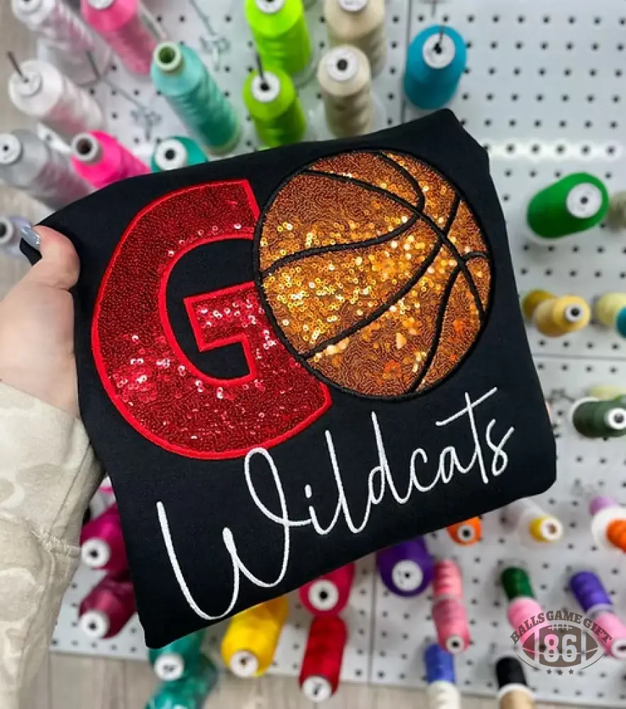 Custom Game Day Basketball Sweatshirt – Sequin Varsity Letter