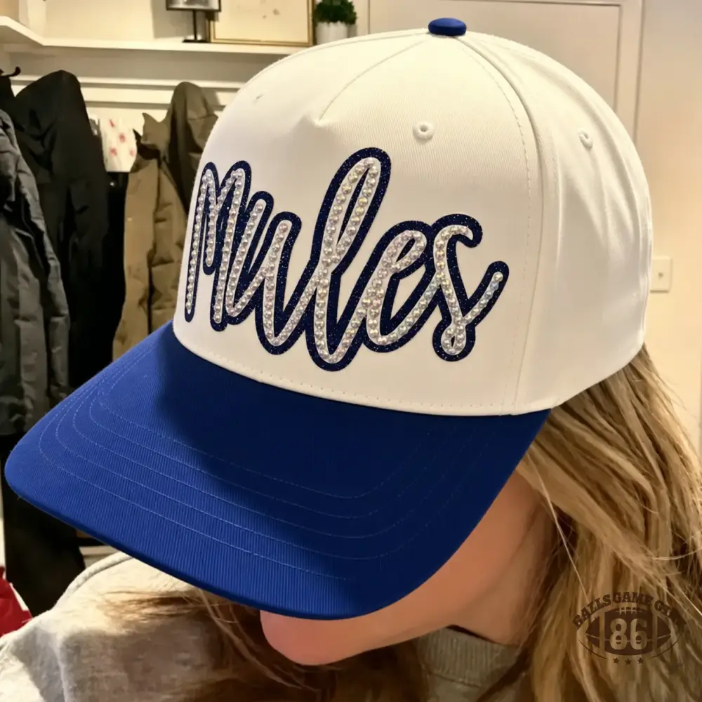 Custom Game Day Bling Trucker Hat, Personalized Glitter Rhinestone Baseball Cap for Sports Mom & Team Supporter