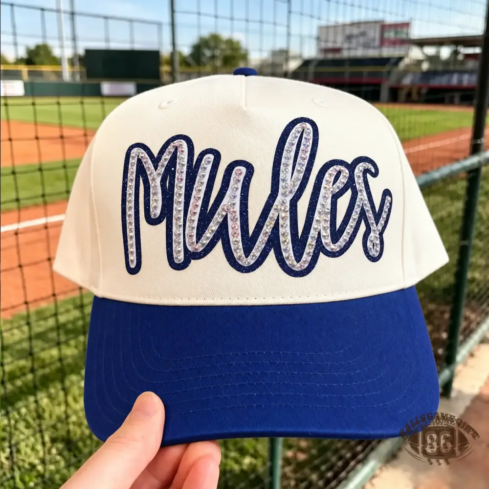 Custom Game Day Bling Trucker Hat, Personalized Glitter Rhinestone Baseball Cap for Sports Mom & Team Supporter