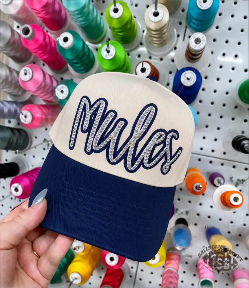 Custom Game Day Bling Trucker Hat, Personalized Glitter Rhinestone Baseball Cap for Sports Mom & Team Supporter