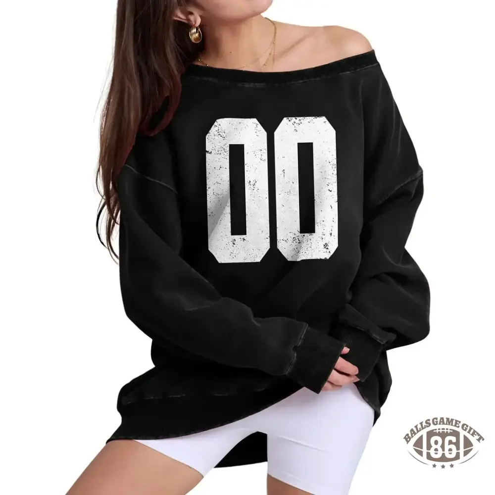 Custom Game Day Off-Shoulder Sweatshirt – Personalized Number Sweatshirt for Football Tailgates & Team Spirit