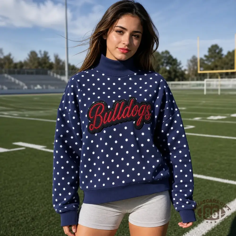 Custom Game Day Polka Dot Mock Neck Sweatshirt | Team Spirit Fan Top