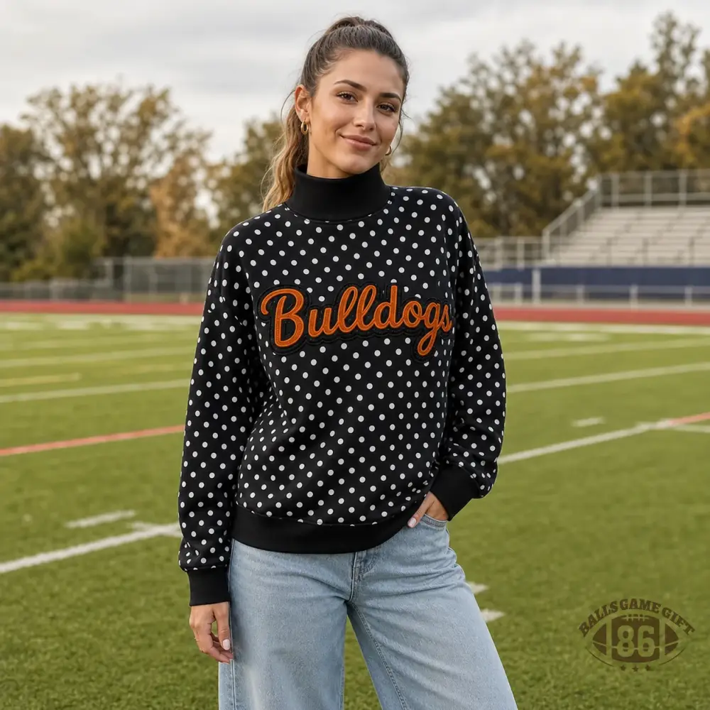 Custom Game Day Polka Dot Mock Neck Sweatshirt | Team Spirit Fan Top