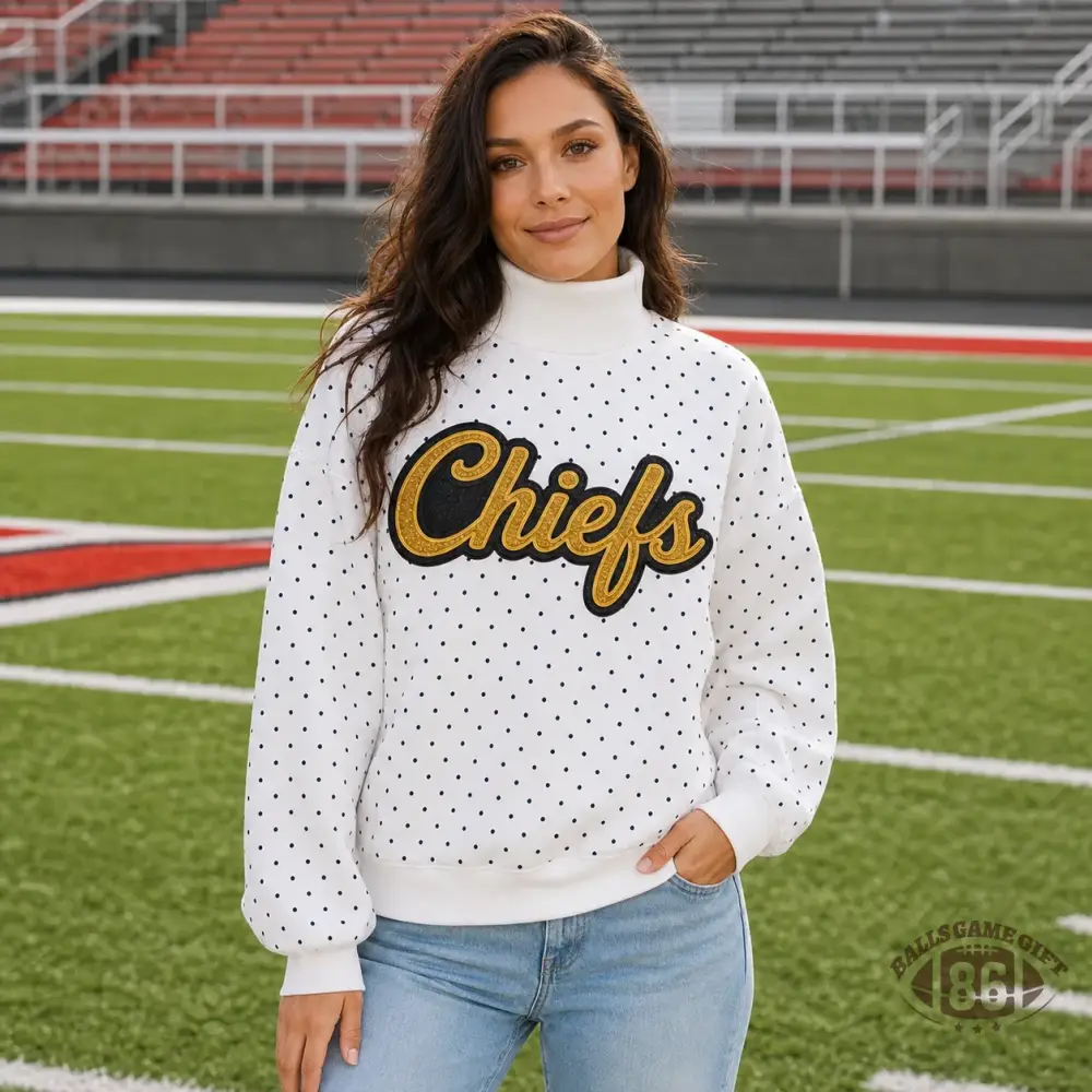 Custom Game Day Polka Dot Mock Neck Sweatshirt | Team Spirit Fan Top
