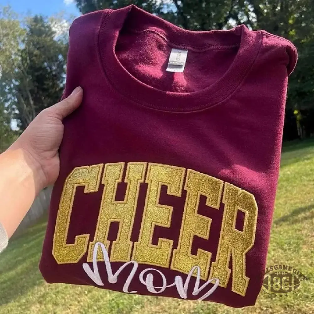 Custom Embroidered Glitter Cheer Mom T-shirt&Sweatshirt , Cheer Mom Gift