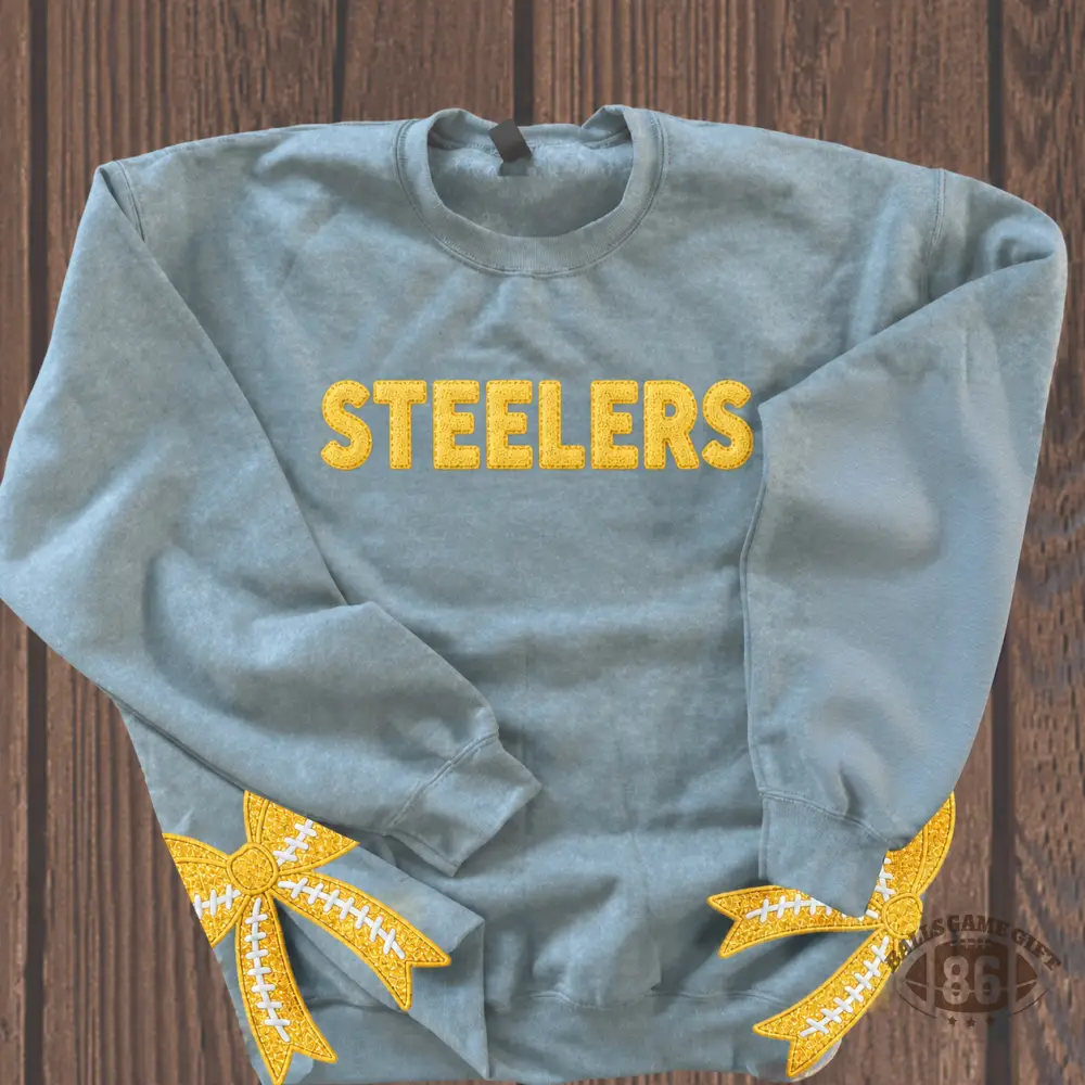Custom Game Day Sequin Team Name Football Bow Hem Sweatshirt Crewneck