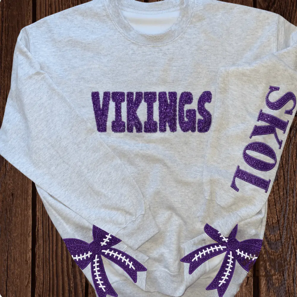Custom Game Day Sequin Team Name Football Bow Hem Sweatshirt Crewneck