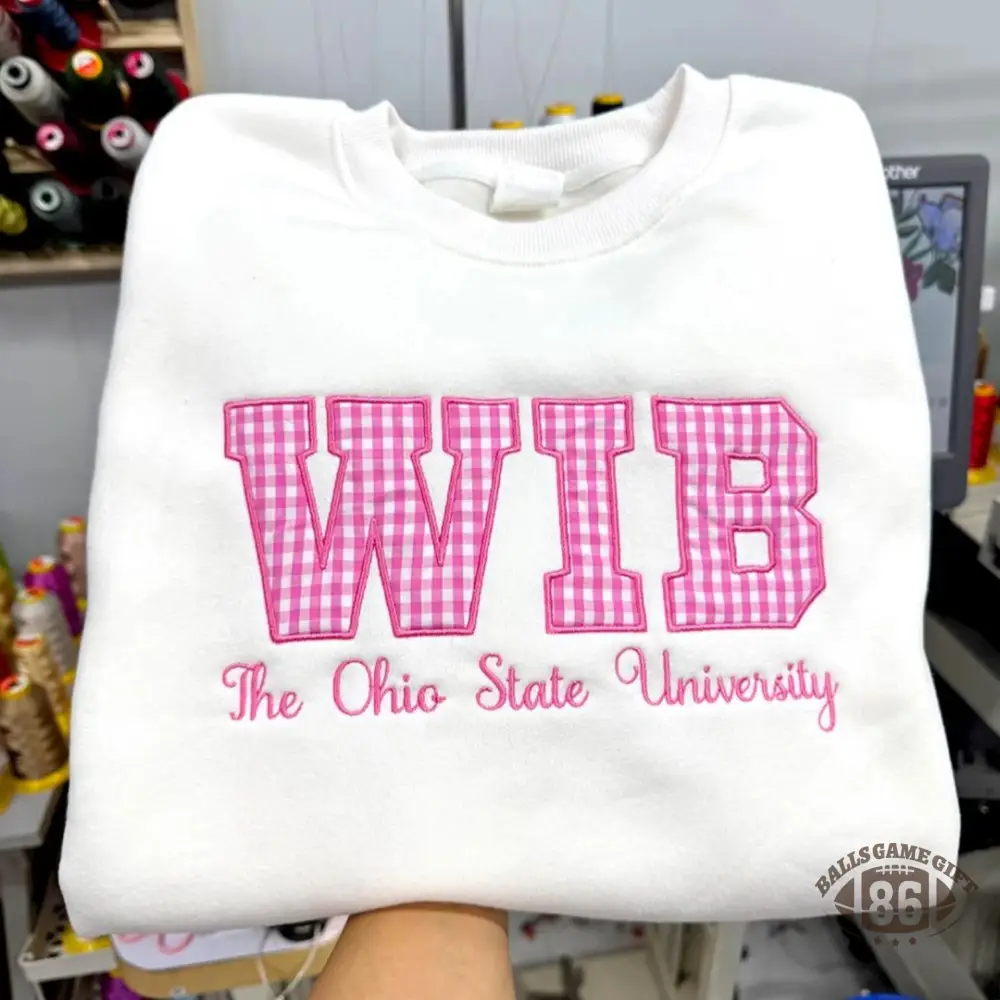 Custom Gingham Applique Embroidered Pullover Name University Shirt