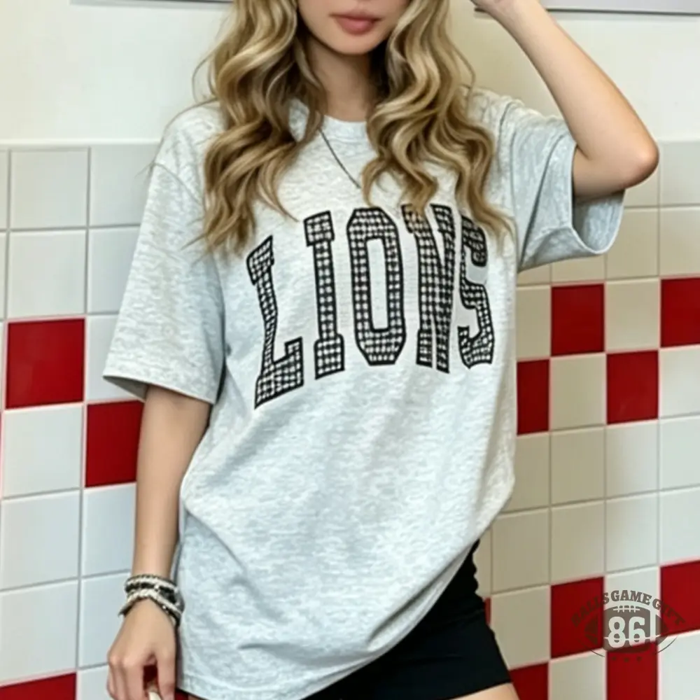 Custom Gingham Cute Name Applique Varsity School Crewneck T-shirt