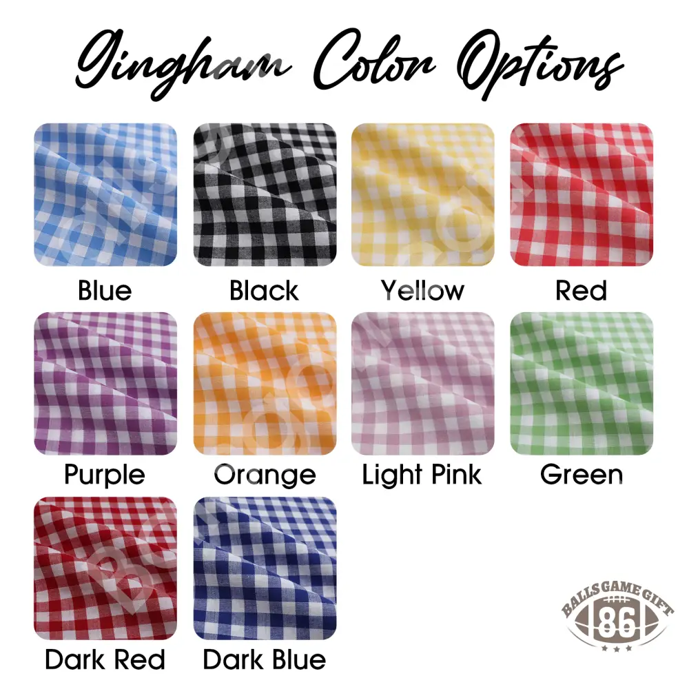 Custom Gingham Cute Name Applique Varsity School Crewneck T-shirt