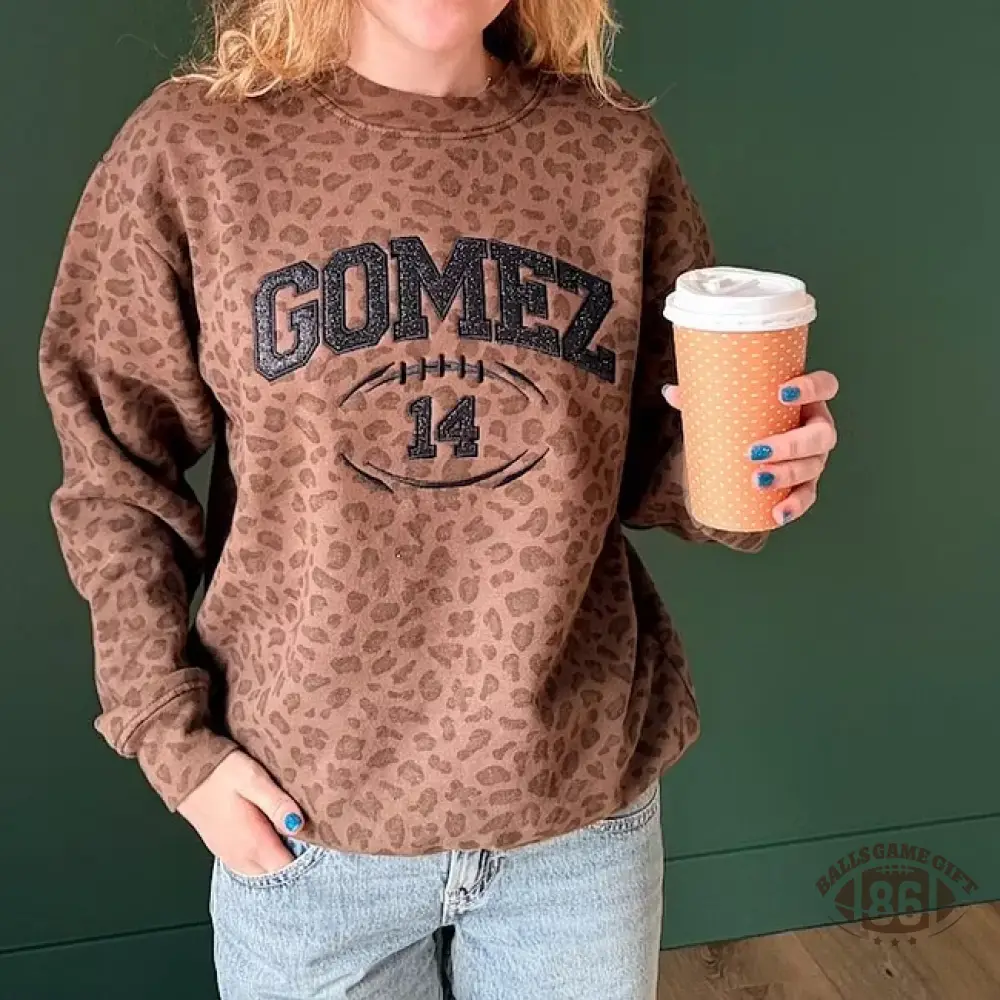 Custom Glitter Football Mom Sweatshirt, Personalized Name & Number Game Day Crewneck