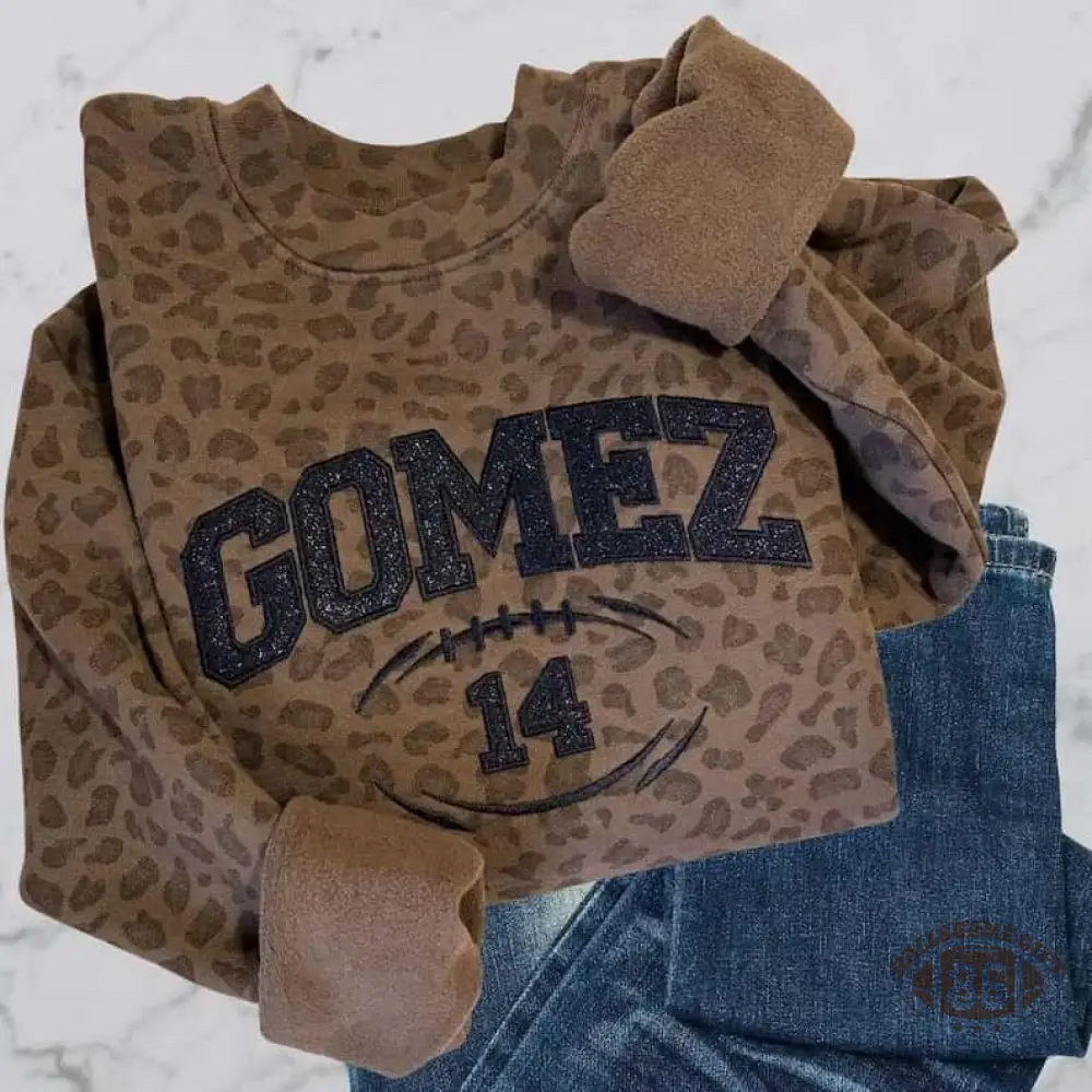 Custom Glitter Football Mom Sweatshirt, Personalized Name & Number Game Day Crewneck