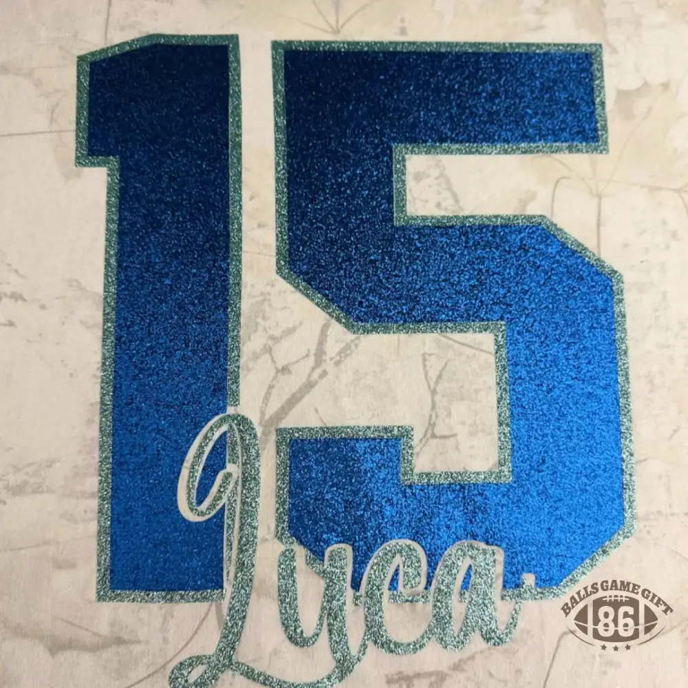 Custom Glitter  Jersey Number & Name Sweatshirt for Women, Customized Sports Game Day Sweatshirt