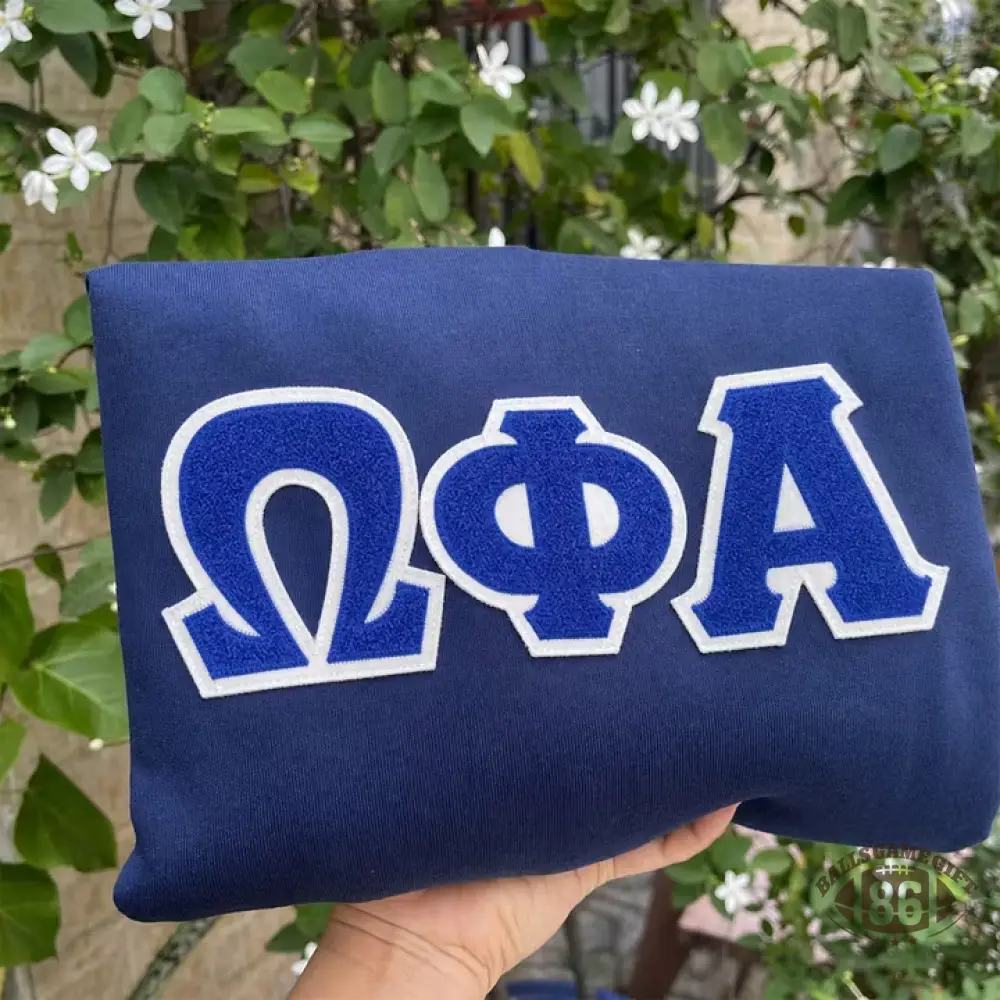 Custom Glitter Patch Greek Letter Sweatshirt for College Sorority & Fraternity Members