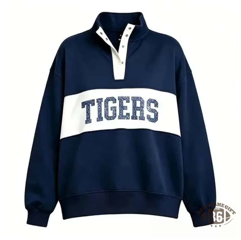 # Custom Glitter Team Name Sweatshirt, Personalized College Game Day Varsity Pullover