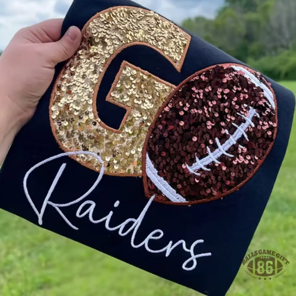 Custom GO Team Glitter Sports Game Day Pullover Sweatshirt