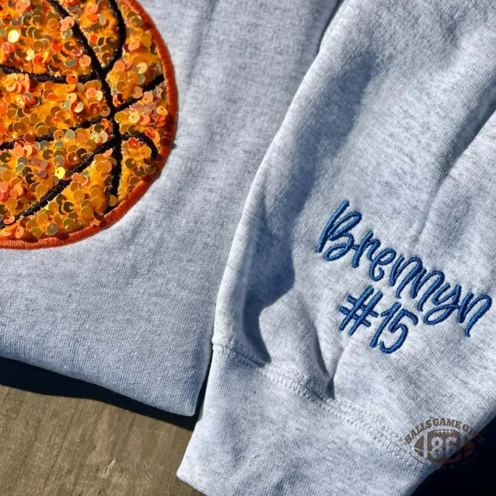 Custom GO Team Sequin Ball Sports Game Day Pullover Sweatshirt