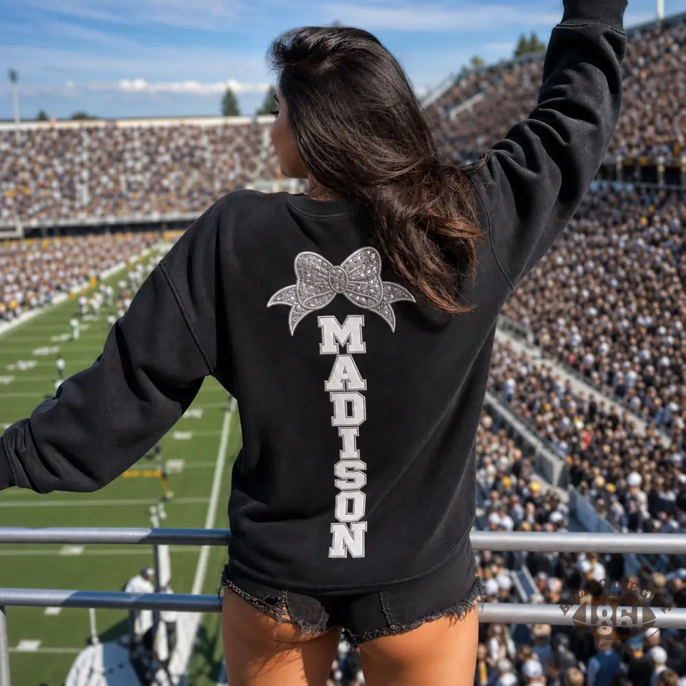 Custom Gymnastics Mom Sweatshirt, Sequin Bow Back Personalized Name Crewneck,Gymnastics Mom Gift