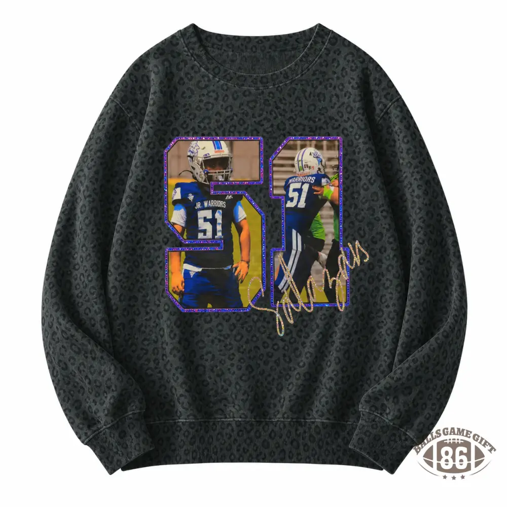  Custom Jersey Number With Inside Player Photo Rhinestones Leopard Camo Sweatshirt
