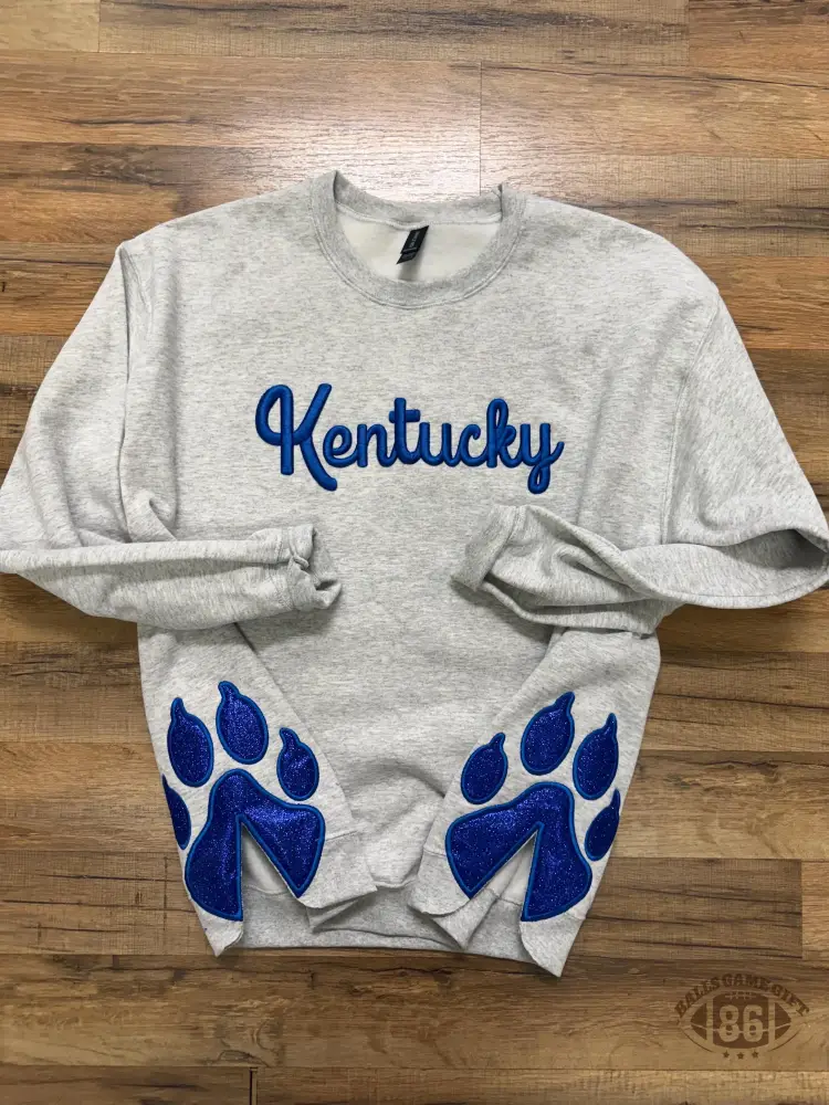 Custom Kentucky Wildcats Sweatshirt | 3D Puff Embroidery, Glitter Paw Prints