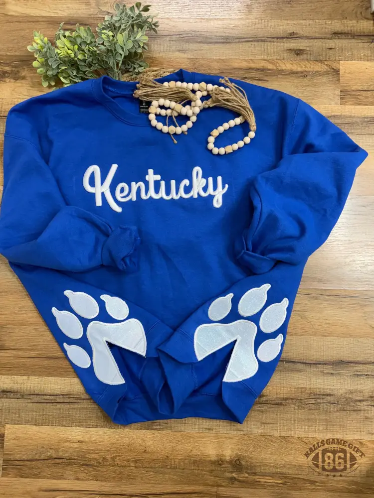 Custom Kentucky Wildcats Sweatshirt | 3D Puff Embroidery, Glitter Paw Prints