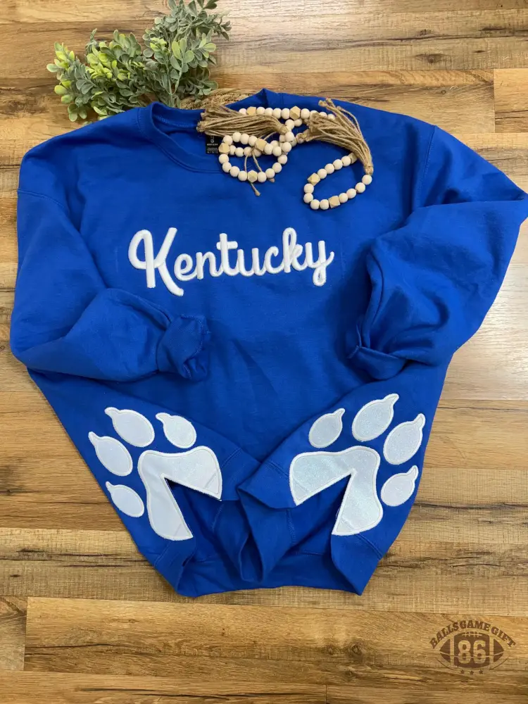 Custom Kentucky Wildcats Sweatshirt | 3D Puff Embroidery, Glitter Paw Prints