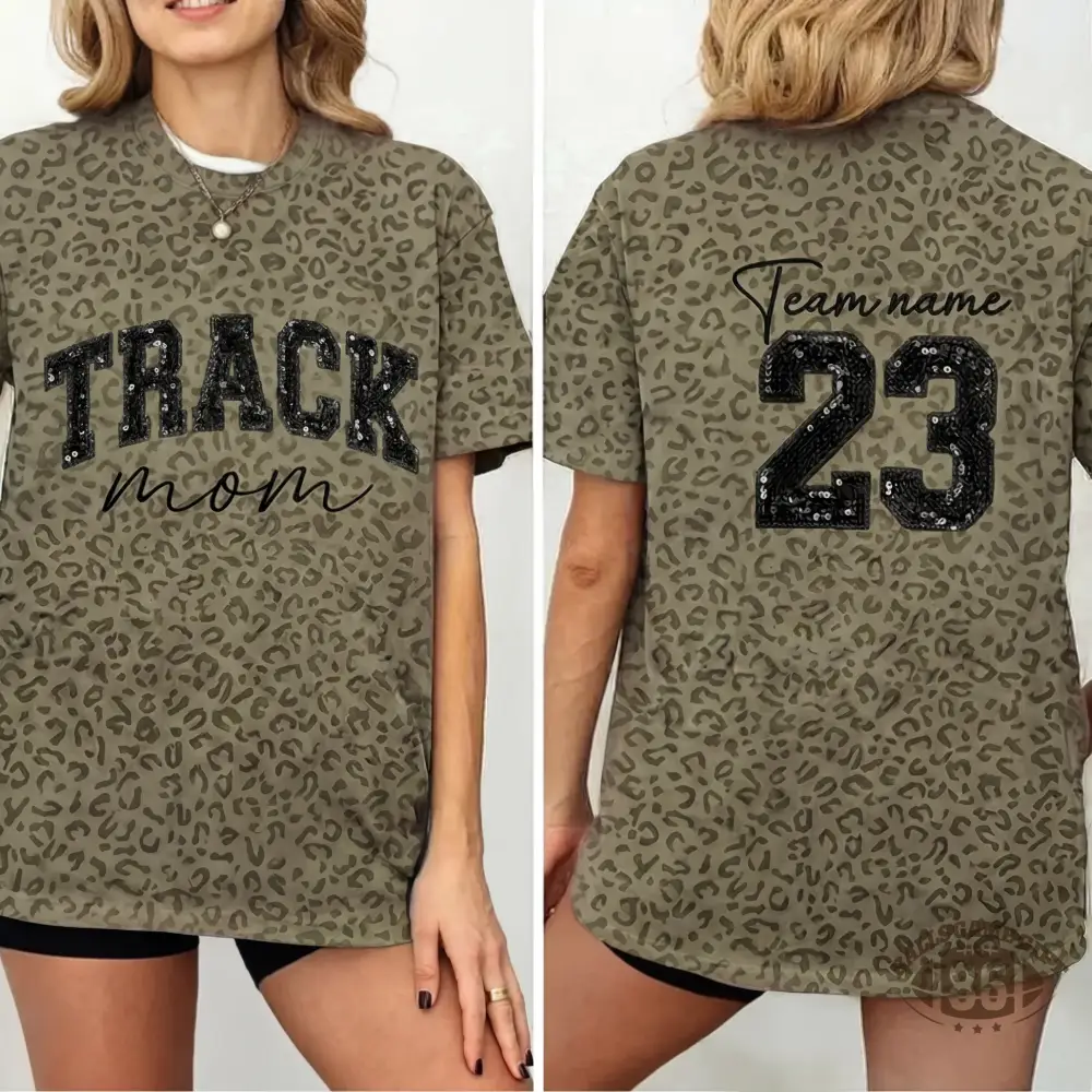 Custom Leopard Game Day Shirt, Personalized Team Mom T-shirt, Team Name & Number, Sport Mom Tee Gift