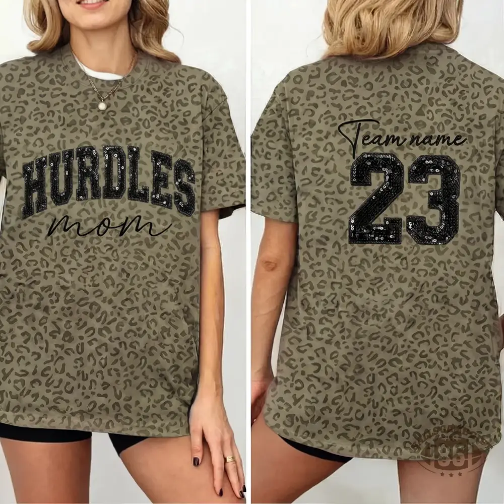 Custom Leopard Game Day Shirt, Personalized Team Mom T-shirt, Team Name & Number, Sport Mom Tee Gift