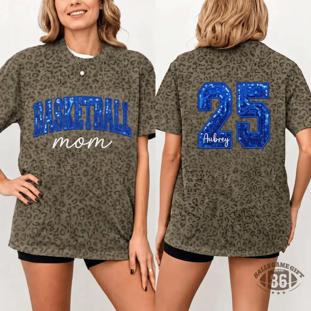 Custom Leopard Sequin Sports Ball Sweatshirt – Name & Number Game Day Crewneck