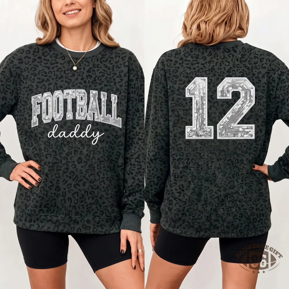 Custom Leopard Sequin Sports Ball Sweatshirt – Name & Number Game Day Crewneck