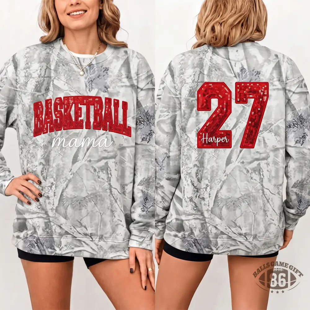 Custom Leopard Sequin Sports Ball Sweatshirt – Name & Number Game Day Crewneck