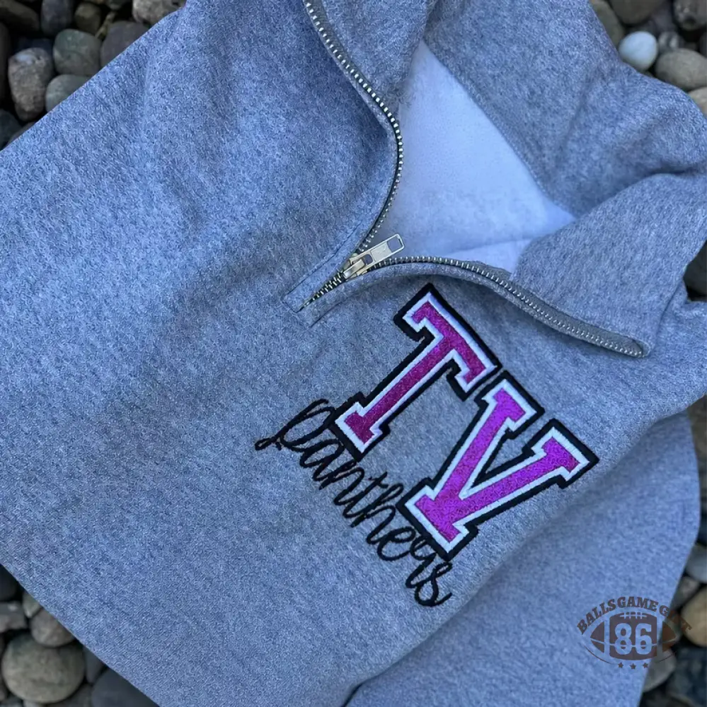 Custom Mascot Quarter Zip Pullover – Vintage Varsity Style, Personalized for Your School Pride