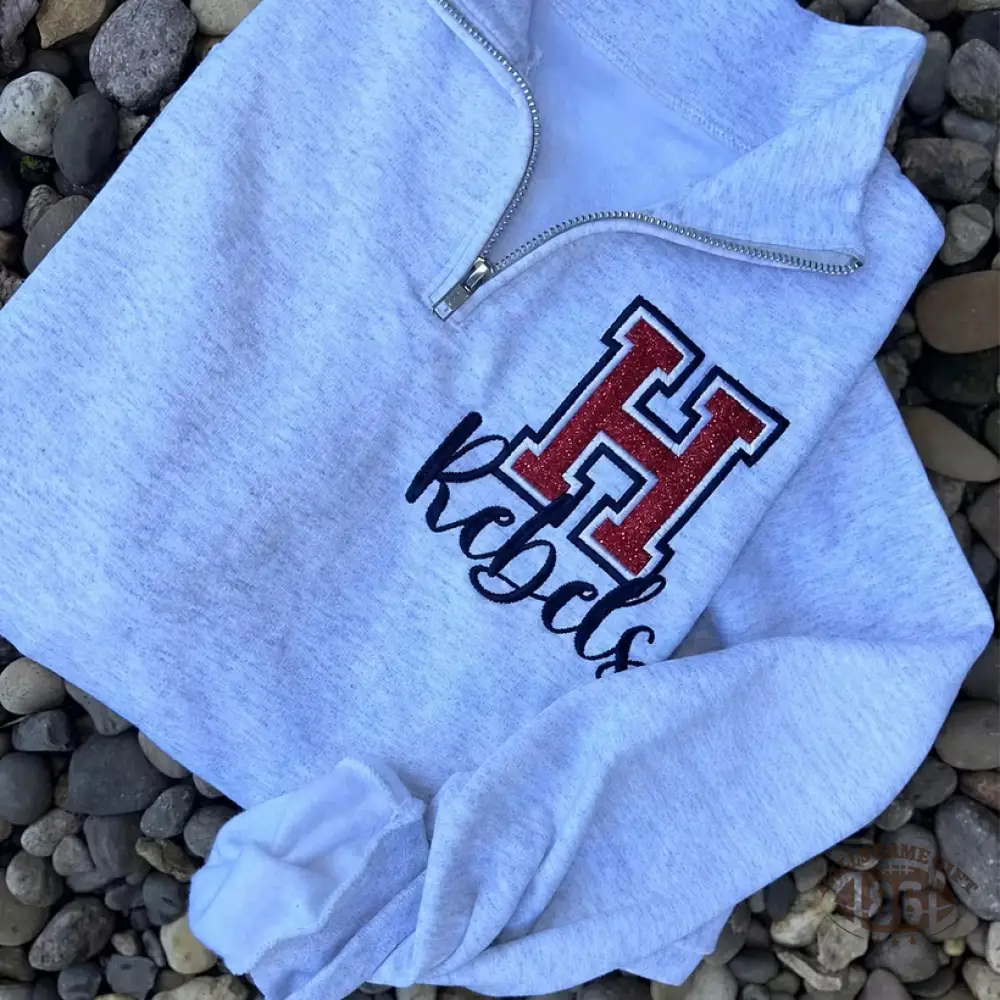 Custom Mascot Quarter Zip Pullover – Vintage Varsity Style, Personalized for Your School Pride