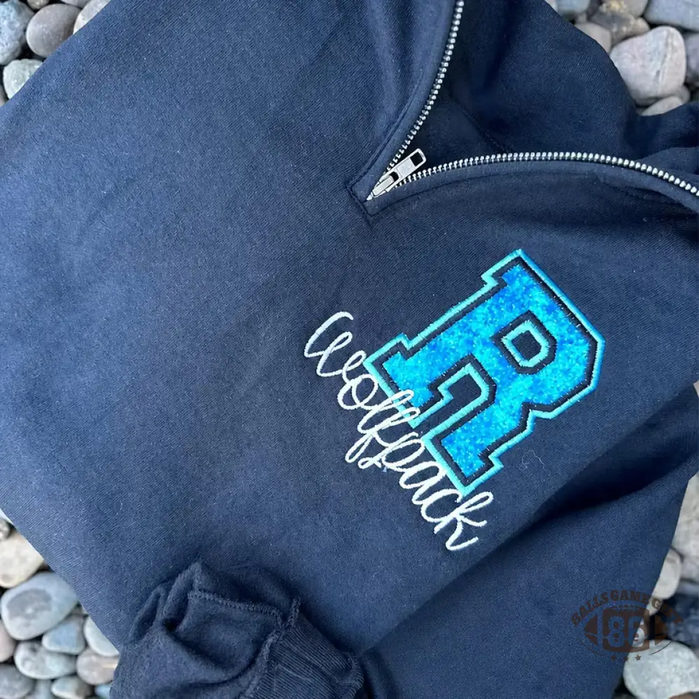 Custom Mascot Quarter Zip Pullover – Vintage Varsity Style, Personalized for Your School Pride