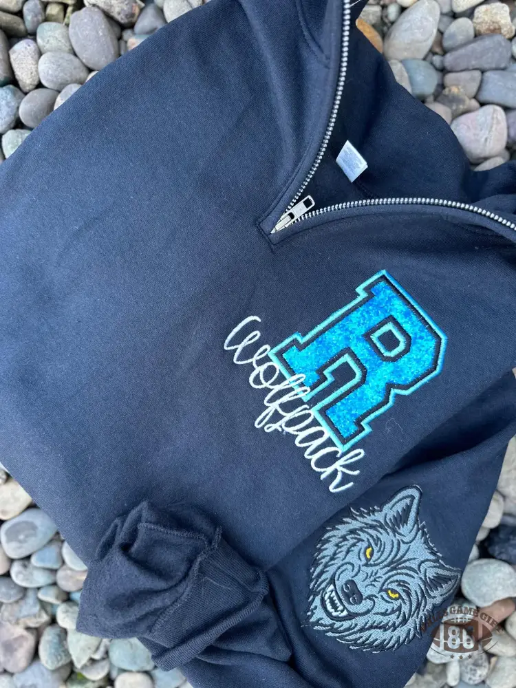 Custom Mascot Quarter Zip Pullover – Vintage Varsity Style, Personalized for Your School Pride