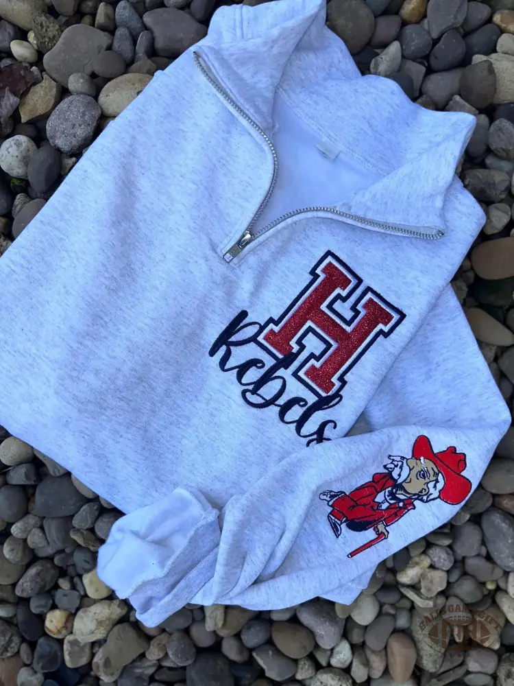 Custom Mascot Quarter Zip Pullover – Vintage Varsity Style, Personalized for Your School Pride