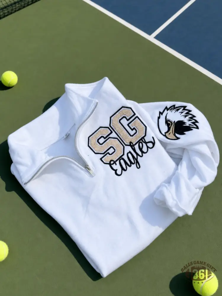 Custom Mascot Quarter Zip Pullover – Vintage Varsity Style, Personalized for Your School Pride