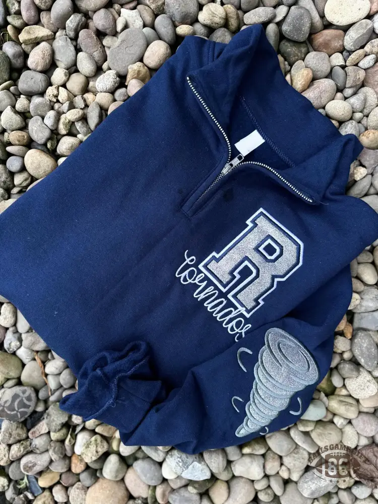 Custom Mascot Quarter Zip Pullover – Vintage Varsity Style, Personalized for Your School Pride