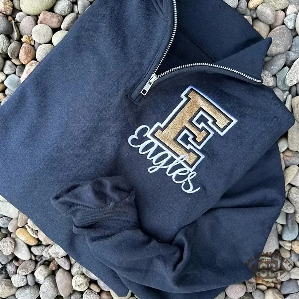 Custom Mascot Quarter Zip Pullover – Vintage Varsity Style, Personalized for Your School Pride