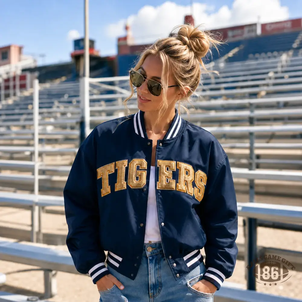 Custom Metallic 3D Varsity Jacket | Personalized Team Name Game Day Bomber