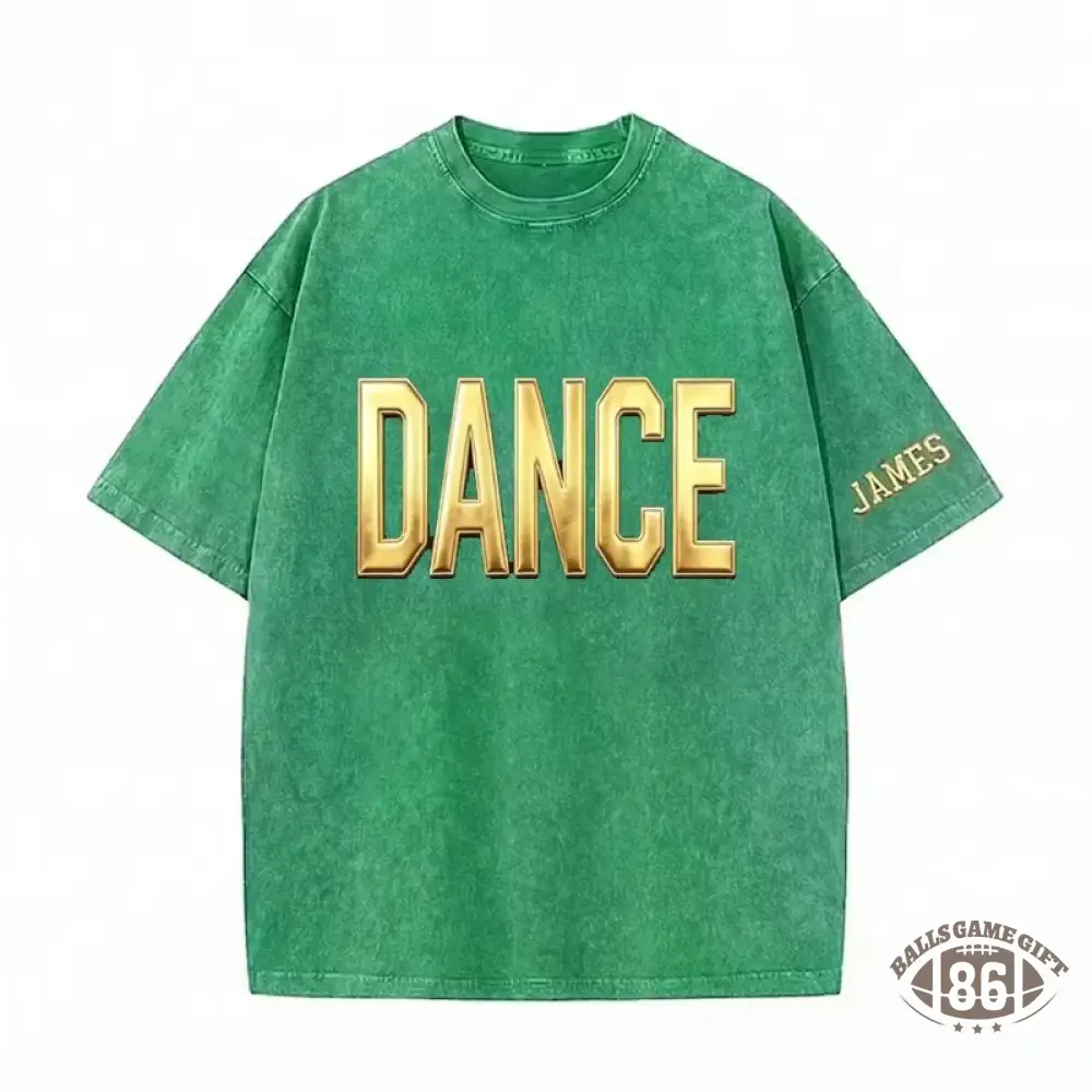 Custom Metallic Puff Dance  Washed T-Shirt Retro Dance Lover Casual Shirt