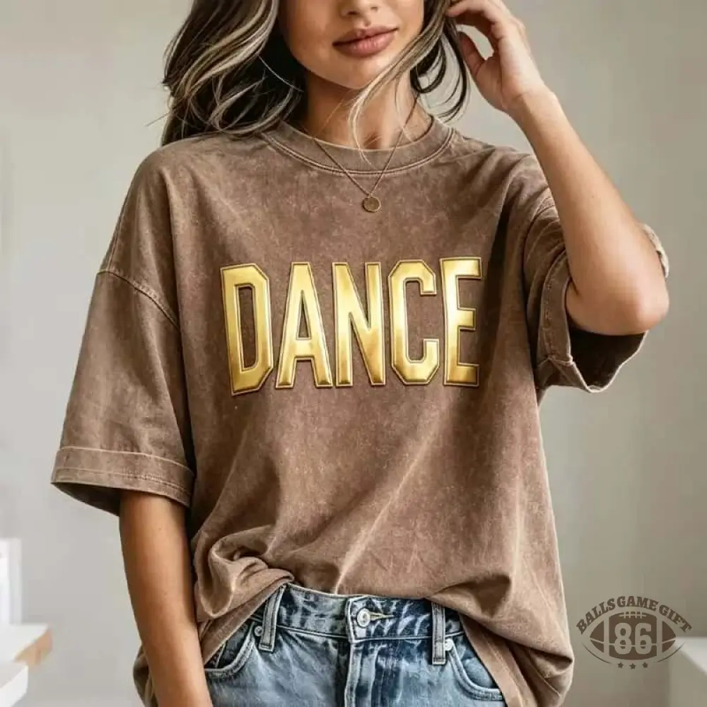Custom Metallic Puff Dance  Washed T-Shirt Retro Dance Lover Casual Shirt