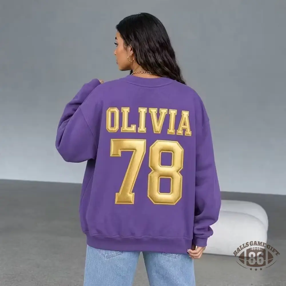 Custom Metallic Puff Football Sweatshirt, Personalized Team Name & Number Game Day Crewneck