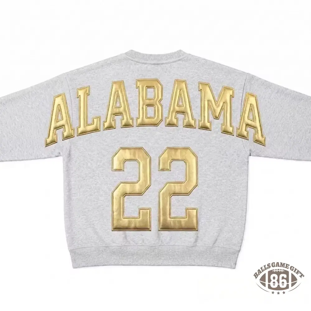  Custom Metallic Puff Football Varsity Letter Number Crewneck Sweatshirt