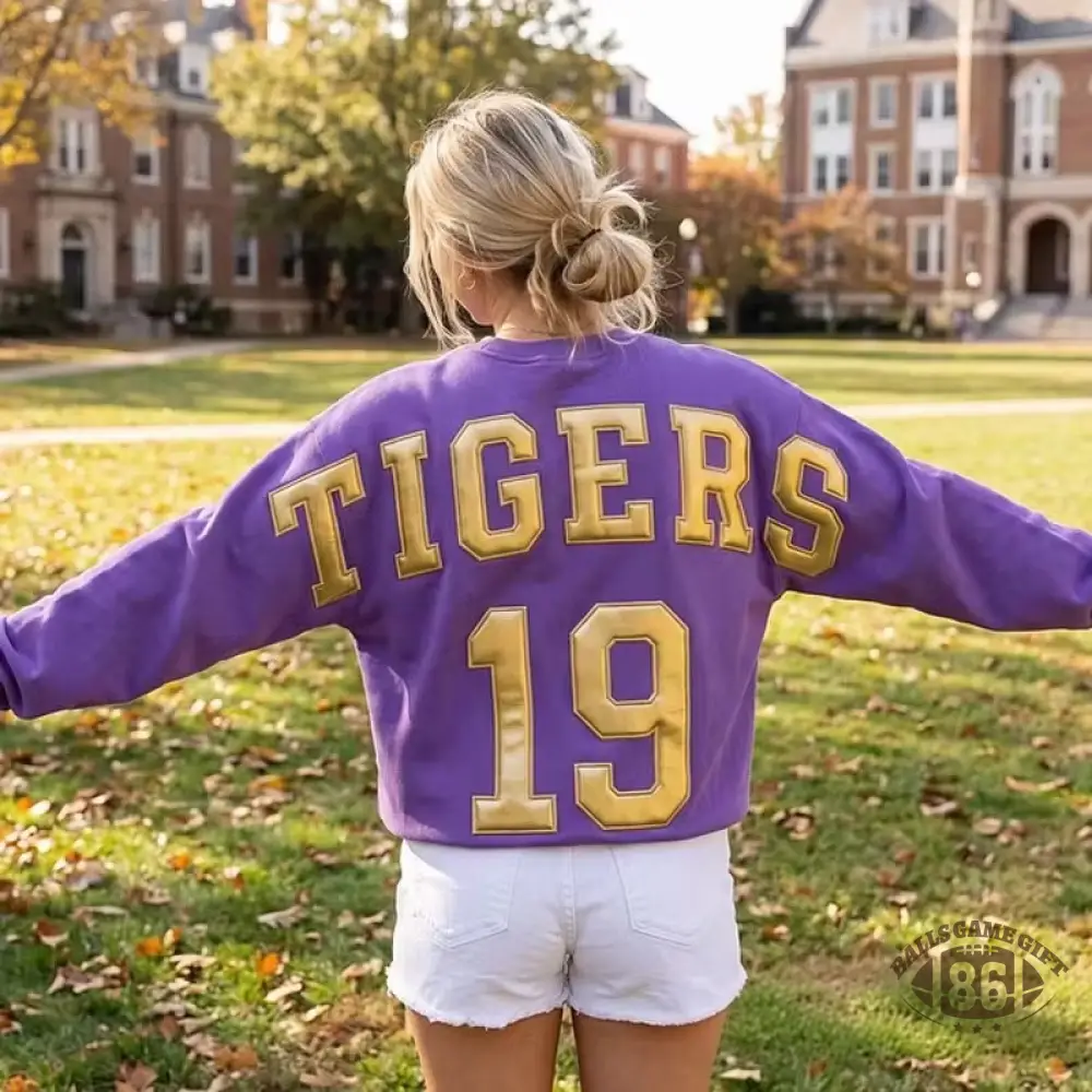  Custom Metallic Puff Football Varsity Letter Number Crewneck Sweatshirt