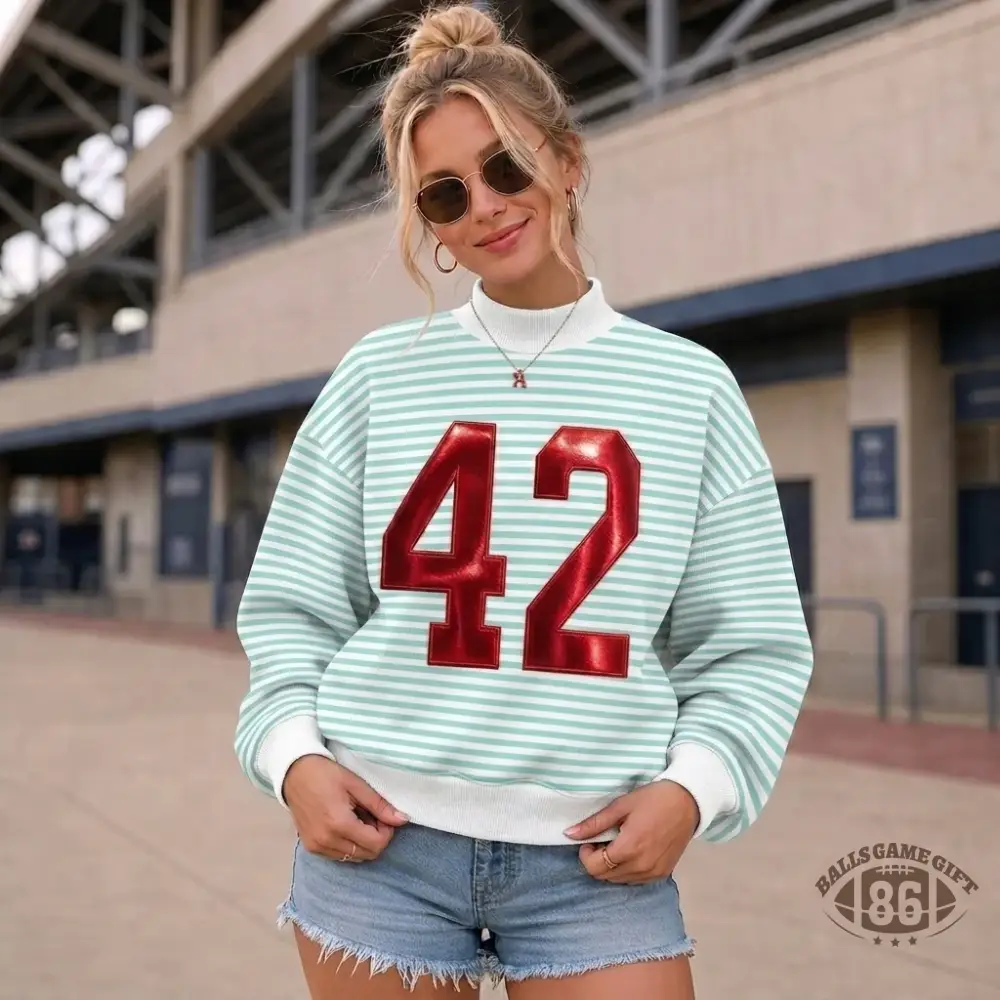 Custom Metallic Puff Number Stripe Mockneck| Personalized Team Number Game Day Wear