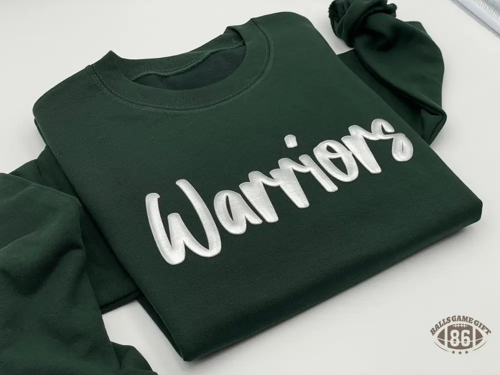 Custom Metallic Puff Print Team Name Sweatshirt, Embossed Mascot School Mascot Tees