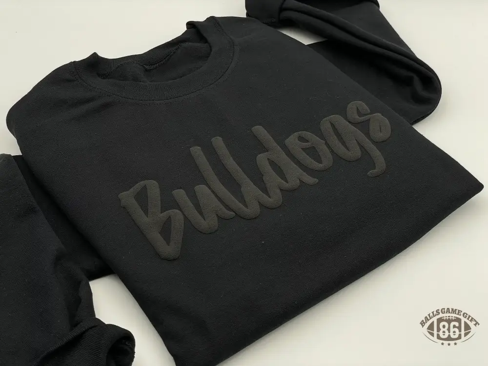 Custom Metallic Puff Print Team Name Sweatshirt, Embossed Mascot School Mascot Tees