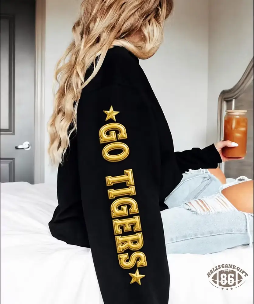 Custom Metallic Puff Sweatshirt, Personalized Varsity Team Name & Number Game Day Crewneck