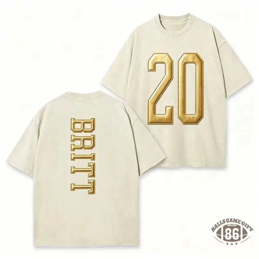Custom Metallic Puff Varsity Number and Custom Name on Back Washed T-Shirt
